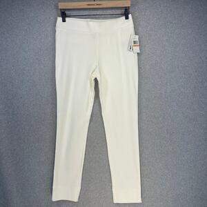 ECI New York Womens Pants White Stretch Size Small Back Ankle Slits Faux Pockets